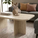 Τραπεζάκι σαλονιού Hillary χρώμα travertine 100x60x41,8εκ.