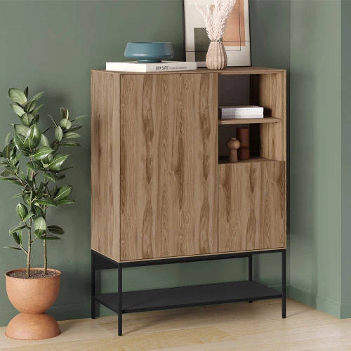 Μπουφές Amira χρώμα καρυδί Ud - black wood 90x40x125εκ.