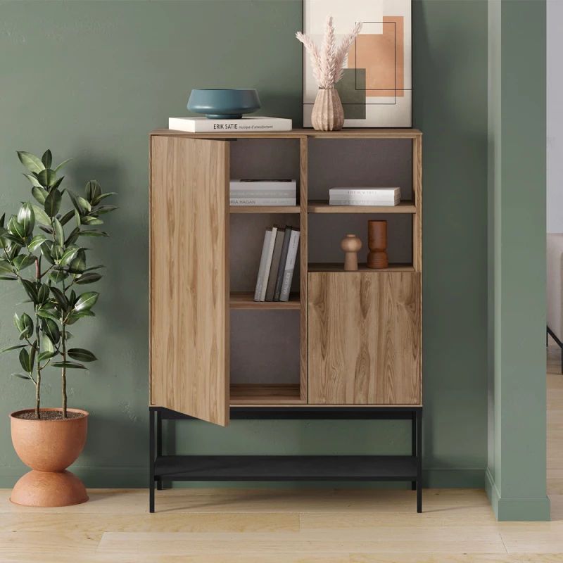 Μπουφές Amira χρώμα καρυδί Ud - black wood 90x40x125εκ.
