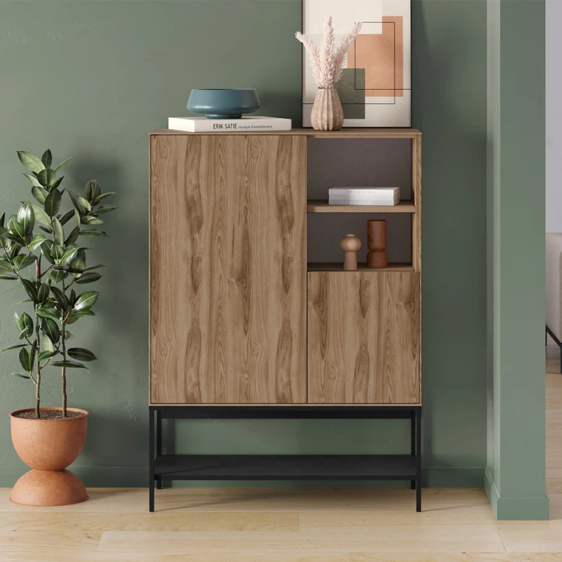 Μπουφές Amira χρώμα καρυδί Ud - black wood 90x40x125εκ.