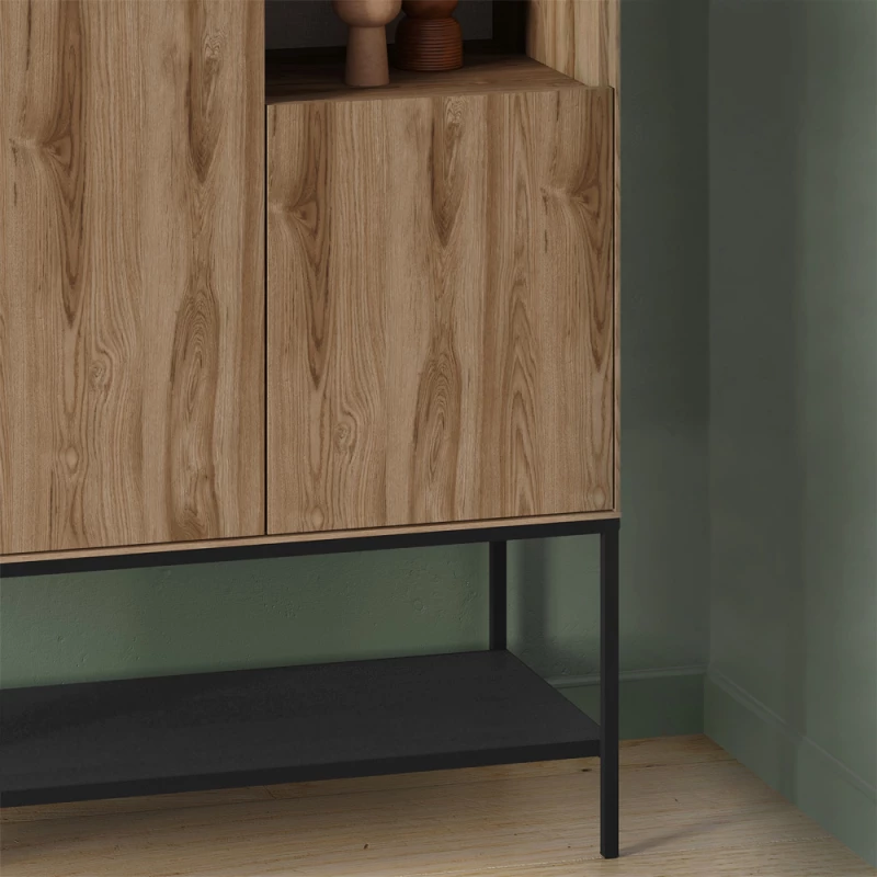 Μπουφές Amira χρώμα καρυδί Ud - black wood 90x40x125εκ.
