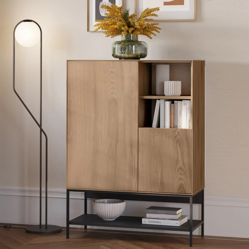Μπουφές Amira χρώμα καρυδί Ud - black wood 90x40x125εκ.