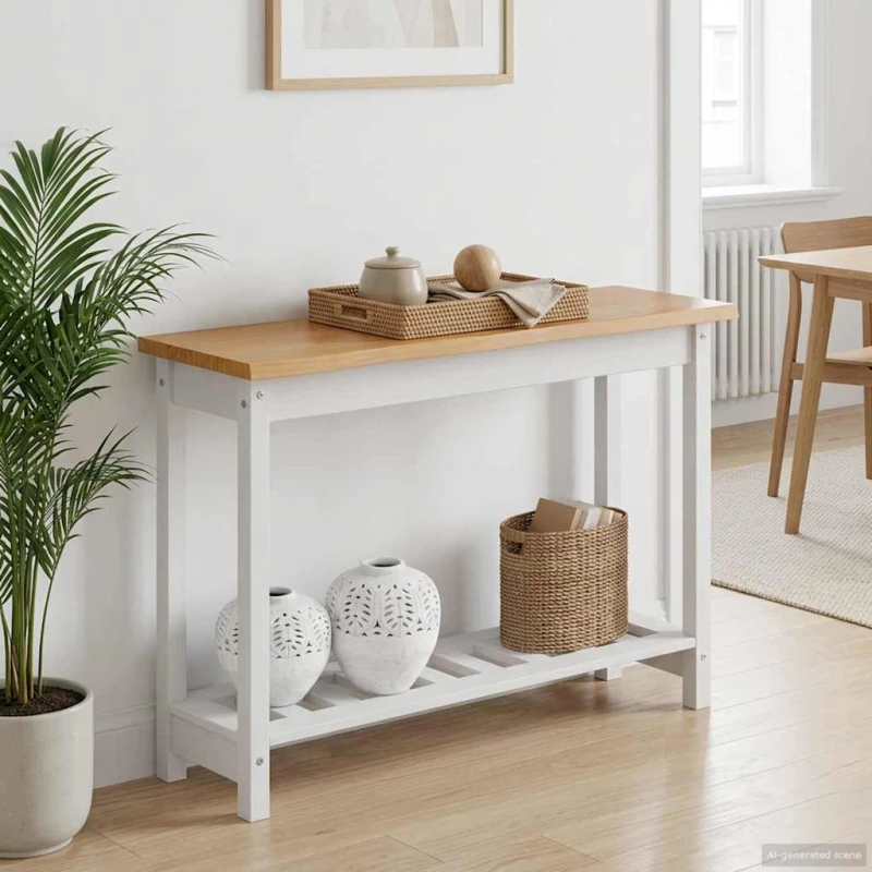 VidaXL Τραπέζι κονσόλας EKAI Λευκό 112 x 35 x 76 εκ Μασίφ Ξύλο Πεύκου