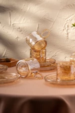 Stewehome Σετ 6 τεμαχίων φλιτζάνια καφέ 100 ml από γυαλί Καφέ