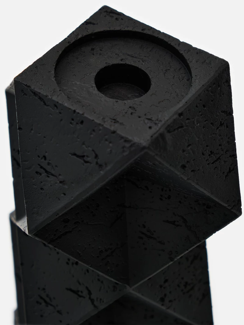 Stewehome κεραμικό φωτιστικό από πέτρα Μαύρο 8.5x8.5x25 cm