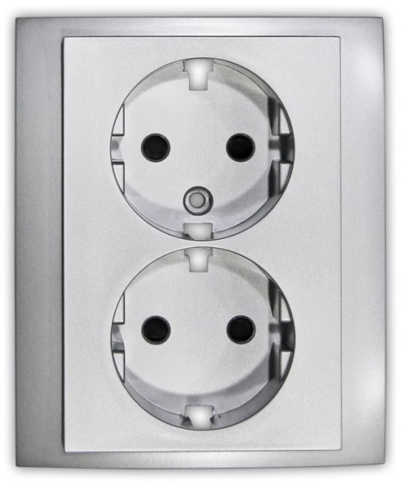 Πλαίσιο Πλακίδιο Πρίζας Σούκο Διπλό Lumen-15-0776-Ασημί 15-0776