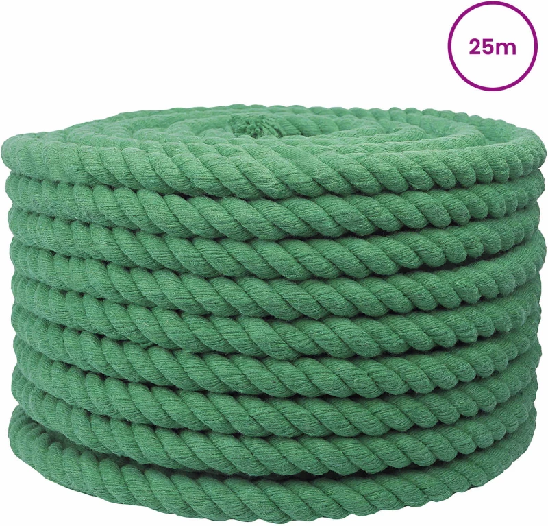 vidaXL Σχοινί Πράσινο 1,6 x 1,6 x 2500 εκ Βαμβάκι