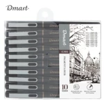 Μαρκαδόροι σχεδίου Deli Dmast Pigment Liner σετ 10τμχ μαύρο