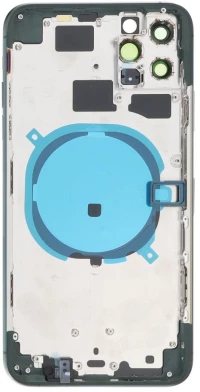 Apple iPhone 11 Pro Max - Back battery door cover middle frame housing with small parts Green OEM with Logo