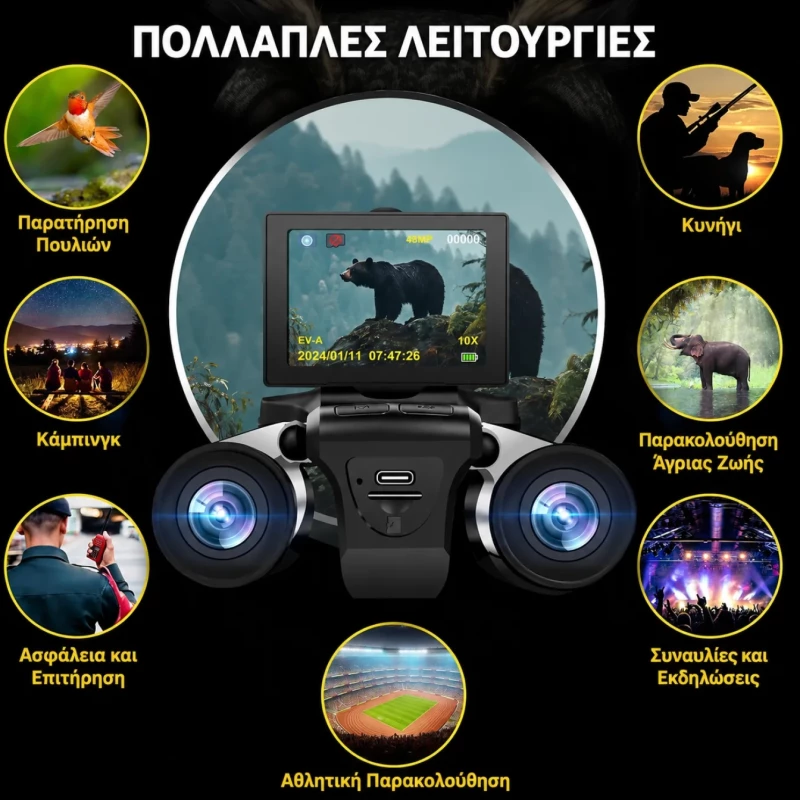DT40 Ψηφιακά Κιάλια Παρατήρησης με Κάμερα 48MP, Βίντεο 2.5K και Οθόνη LCD