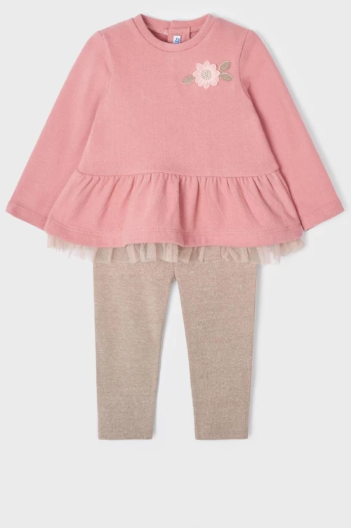Σετ κολάν πλεκτό "Flower" ροζ