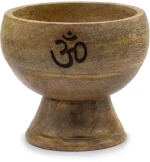 Ξύλινο Μπολ Καυστήρας Θυμιαμάτων Ritual Bowl Incense Cone Holder Om 11cm