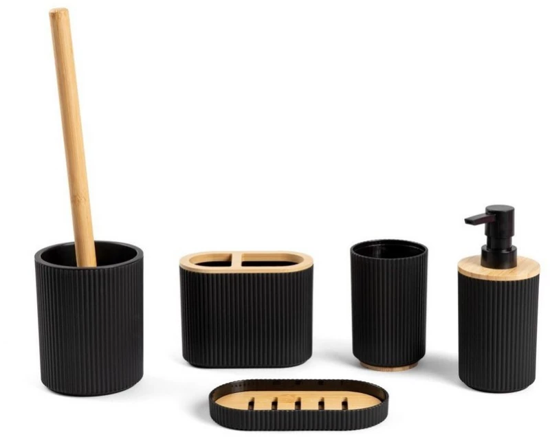 Σετ Μπάνιου Loreto 238709 747151 (Σετ 5τμχ) Black Homla Πλαστικό,Bamboo