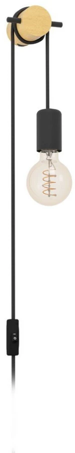 Φωτιστικό Τοίχου Buddon 43898 Ε27 5,5x8x260cm Black-Natural Eglo