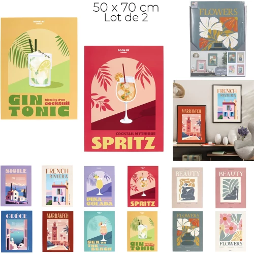 Home Deco Factory Σετ 2 Διακοσμητικών Αφισών 50 x 70 εκ με Τυχαία Επιλογή Μοντέλου HD7562