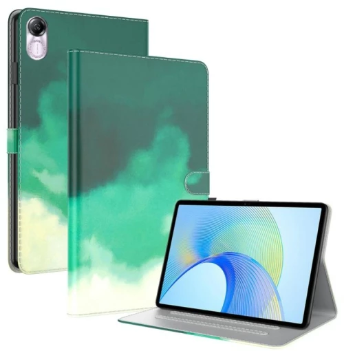 Για Honor Pad X8 Pro / X9 Υδατογραφία μοτίβο Flip υπόθεση δερμάτινη Tablet (Κυανό Πράσινο)