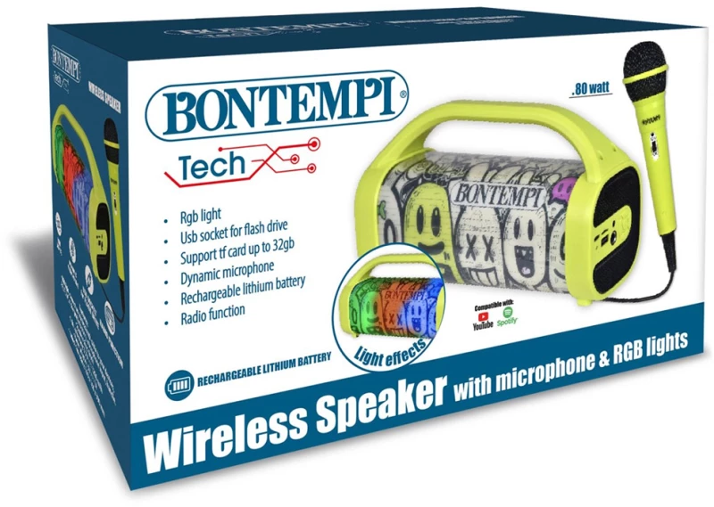 BONTEMPI ΑΣΥΡΜΑΤΟ ΗΧΕΙΟ ΜΕ ΔΥΝΑΜΙΚΟ ΜΙΚΡΟΦΩΝΟ ΚΑΙ RGB LIGHTS (#49 0230)
