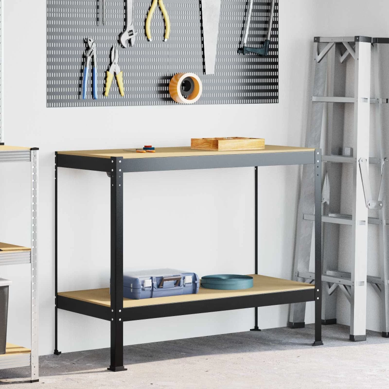 vidaXL Εργασιακά Παγκάκια Μαύρο 81 x 41 x 145 εκ. Επεξεργασμένο ξύλο