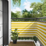 vidaXL Οθόνη Μπαλκονιού Κίτρινο και Λευκό 100 x 300 cm Ύφασμα Όξφορντ