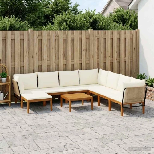 vidaXL 9 pcs Στερεό Acacia Ξύλο & Σχοινί Φυσικό