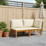 vidaXL 2 pcs Σετ Lounge Κήπου με Μαξιλάρια Στερεό Acacia Ξύλο & Σχοινί