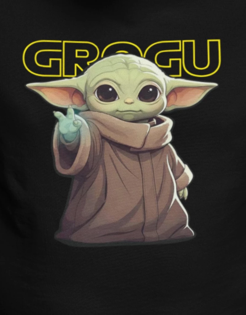 Grogu Baby Yoda Φούτερ με Κουκούλα - BLACK