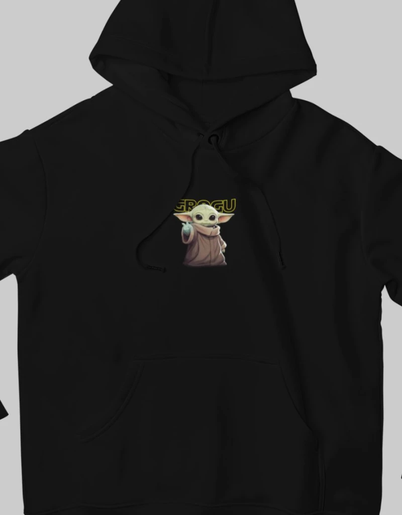 Grogu Baby Yoda Φούτερ με Κουκούλα - BLACK
