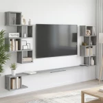 vidaXL Ράφι Τηλεόρασης Τοίχου Γκρι Sonoma 200 x 15 x 94 εκ