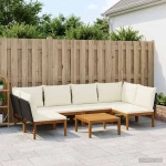 vidaXL 7 pcs Στερεό Acacia Ξύλο & Σχοινί Φυσικό