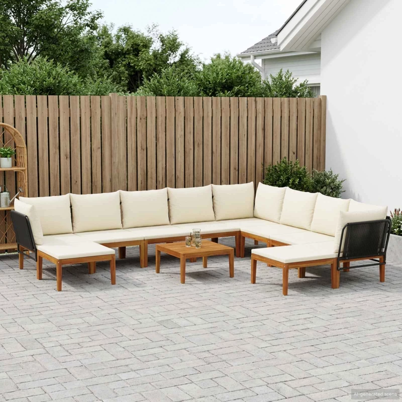 vidaXL 11 pcs Στερεό Acacia Ξύλο & Σχοινί Φυσικό