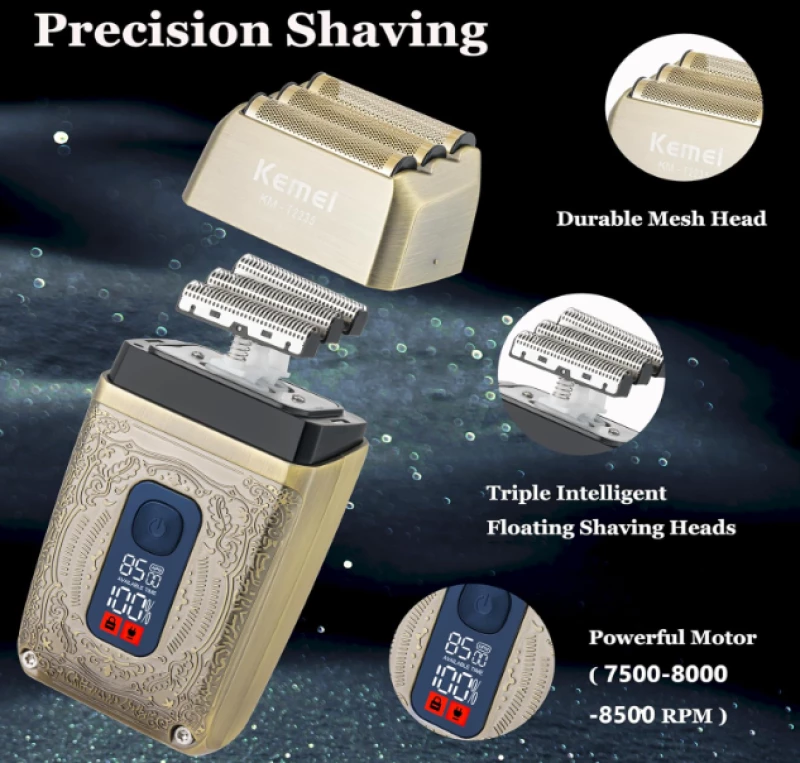 Kemei KM-2235 Μηχανή & Trimmer & Shaver Set Επαναφορτιζόμενη Χρυσή