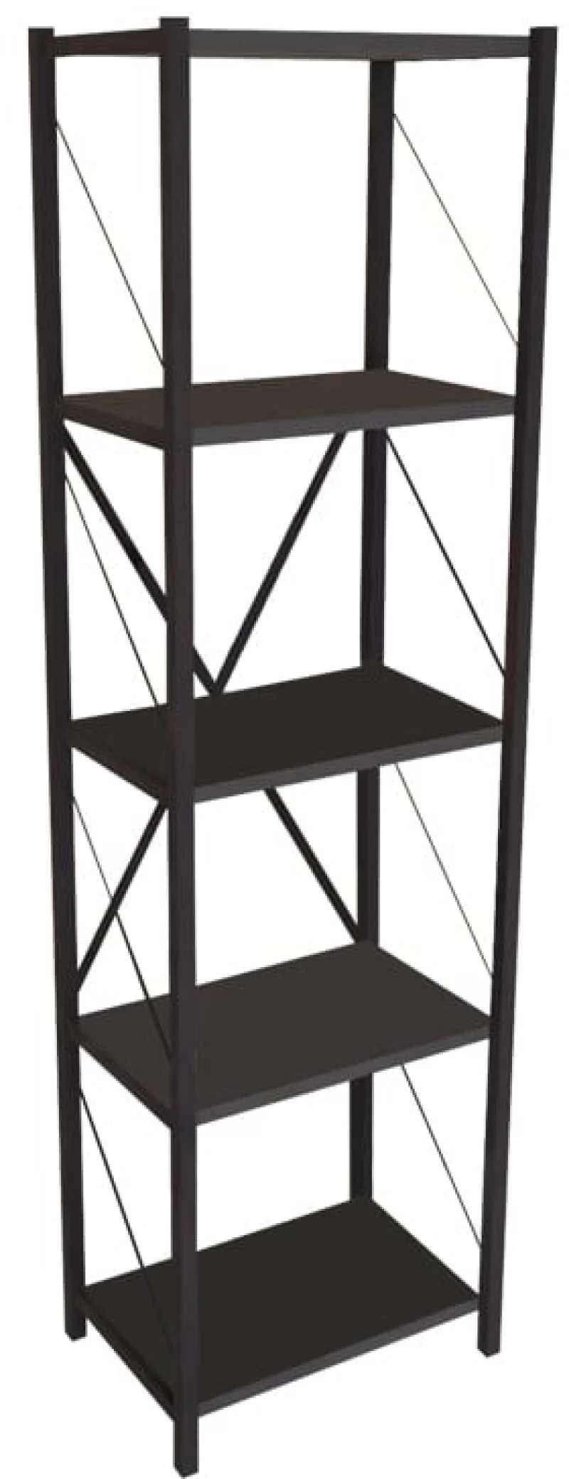 Βιβλιοθήκη Glase pakoworld ανθρακί-μαύρο μελαμίνης 40x30x150εκ