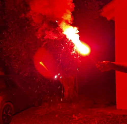 Βεγγαλικό Χειρός Χρωματιστό - Κόκκινο