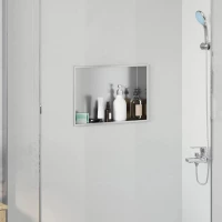Νίτσα Μπάνιου Ασημί 45 x 30 x 9,5 εκ. Ανοξείδωτο ατσάλι |42012671