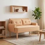 Love seat με κουμπιά Μπεζ 117 x 67 x 77 εκ. Μπουκλέ |42041827