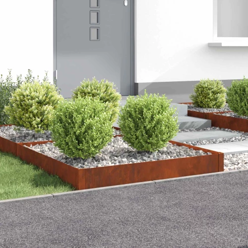 Περίγραμμα γκαζόν 4 pcs 100 x 100 x 20 cm Ατσάλι Σκ rusty |8008972