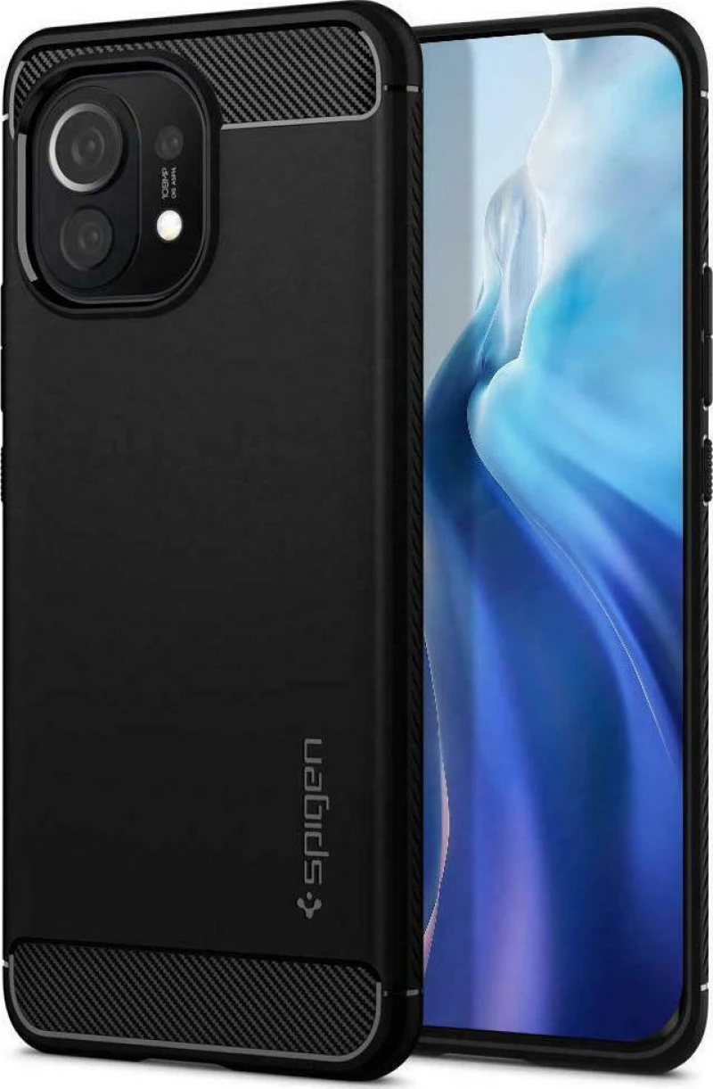 Spigen Rugged Armor Back Cover Σιλικόνης Μαύρο (Xiaomi Mi 11)