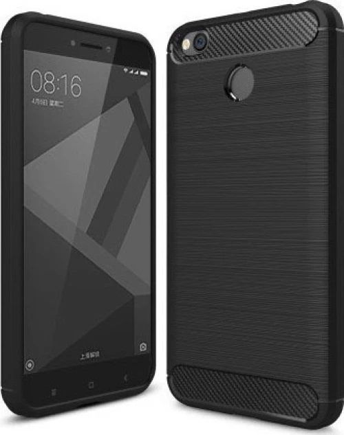 Carbon Fibre Brushed Back Cover Σιλικόνης Μαύρο (Redmi 4x)
