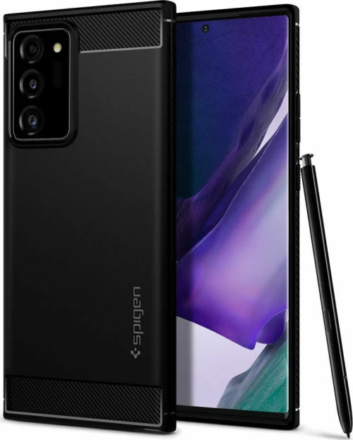 Spigen Rugged Armor Back Cover Σιλικόνης Μαύρο (Galaxy Note 20 Ultra)