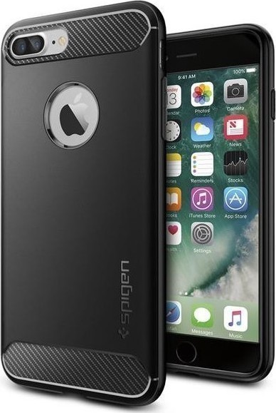 Spigen Rugged Armor Back Cover Σιλικόνης Μαύρο (iPhone 8/7 Plus)
