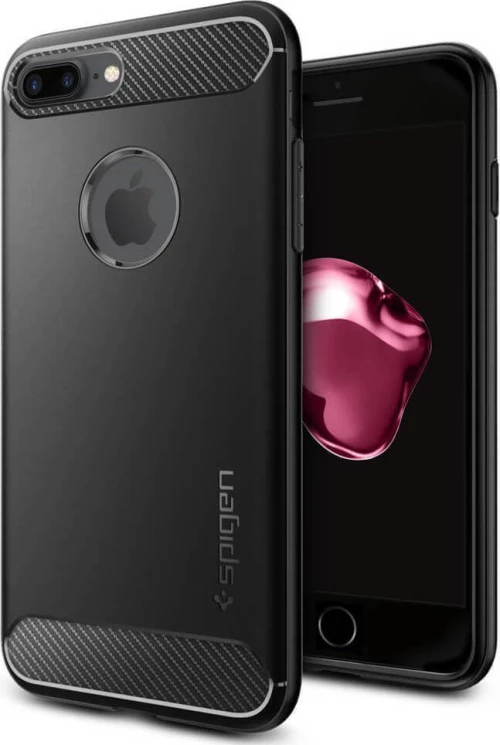 Spigen Rugged Armor Back Cover Σιλικόνης Μαύρο (iPhone 8/7 Plus)