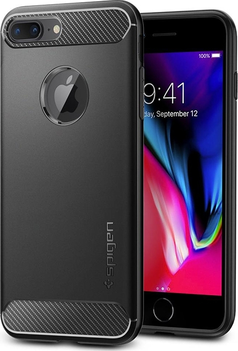 Spigen Rugged Armor Back Cover Σιλικόνης Μαύρο (iPhone 8/7 Plus)