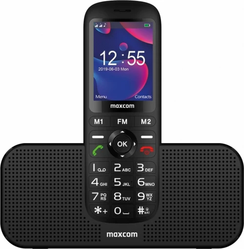 Maxcom MM740 2.4" με Bluetooth 5.0, Ραδιόφωνο, Πλήκτρο Έκτακτης Ανάγκης και Βάση-Ηχείο Μαύρο