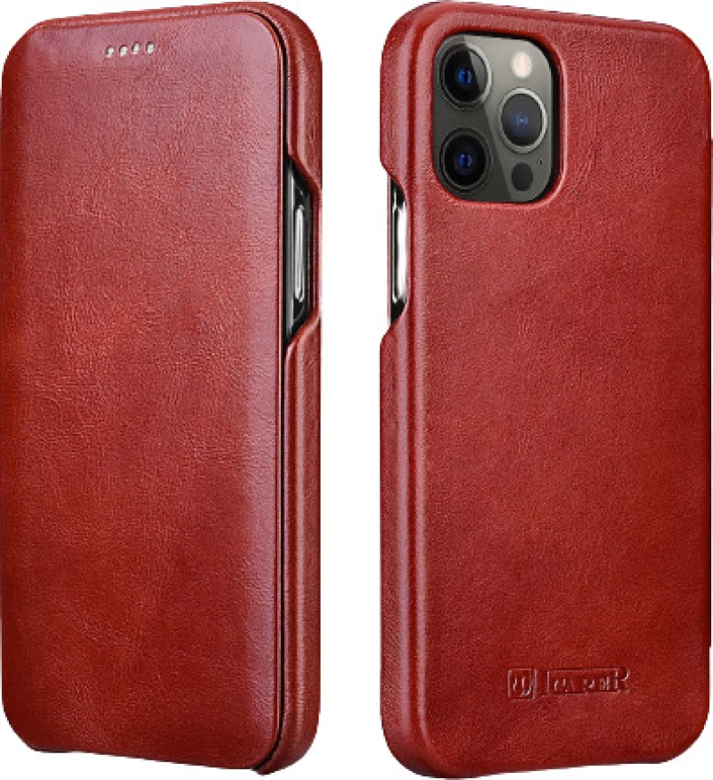 iCarer Vintage Series Curved Edge Book Δερμάτινο Κόκκινο (iPhone 12 / 12 Pro)