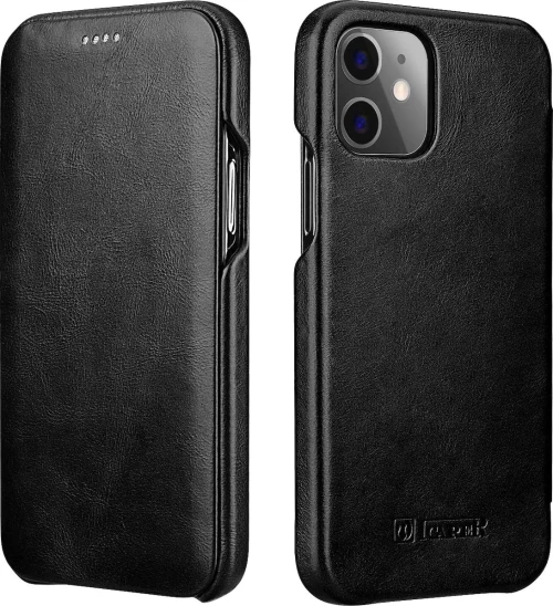 iCarer Vintage Series Curved Edge Book Δερμάτινο Μαύρο (iPhone 12 mini)