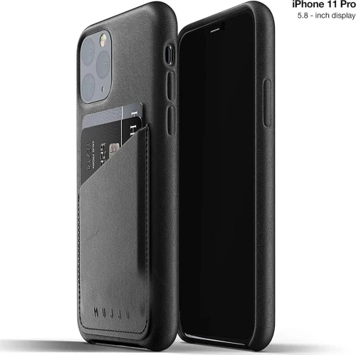 Mujjo Full Leather Wallet Μαύρο (iPhone 11 Pro)