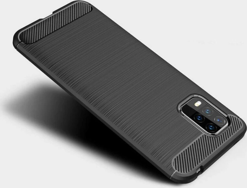 Carbon Fiber Back Cover Σιλικόνης Μαύρο (Xiaomi Mi 10 Lite)