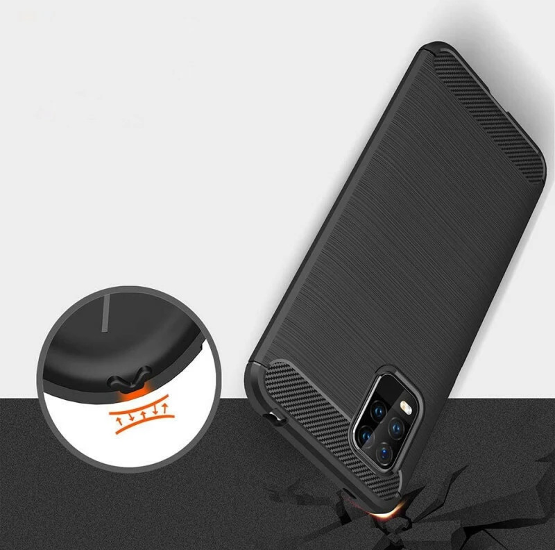 Carbon Fiber Back Cover Σιλικόνης Μαύρο (Xiaomi Mi 10 Lite)