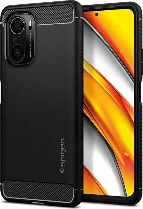 Spigen Rugged Armor Back Cover Σιλικόνης Ανθεκτική Μαύρο Ματ (Poco F3)
