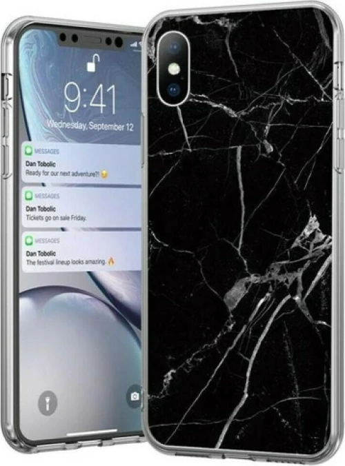 Wozinsky Marble Back Cover Σιλικόνης Μαύρο (iPhone X / Xs)